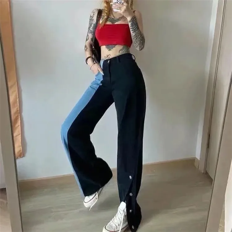 Zoulv Осенние новые женские свободные брюки с широкими штанинами уличная мода индивидуальный цвет подходящий дизайн Высокая талия узкие джин...
Zoulv Осенние новые женские свободные брюки с широкими штанинами уличная мода индивидуальный цвет подходящий дизайн Высокая талия узкие джин...