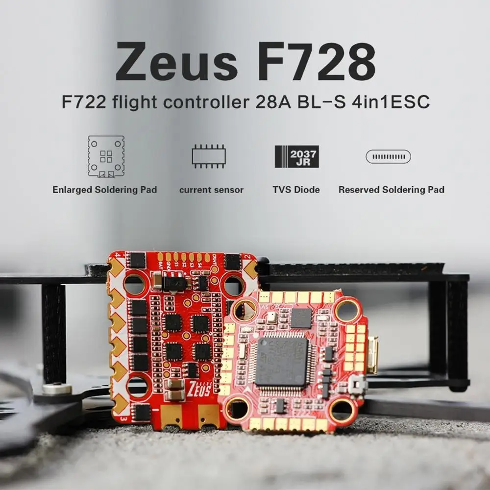 HGLRC Zeus F728 STACK 3-6S F722 Flight Controller 28A BL_S 4in1 ESC w/ Barometer I2C Function for RC FPV Racing Drone Quadcopter
HGLRC Zeus F728 STACK 3-6S F722 Flight Controller 28A BL_S 4in1 ESC w/ Barometer I2C Function for RC FPV Racing Drone Quadcopter
