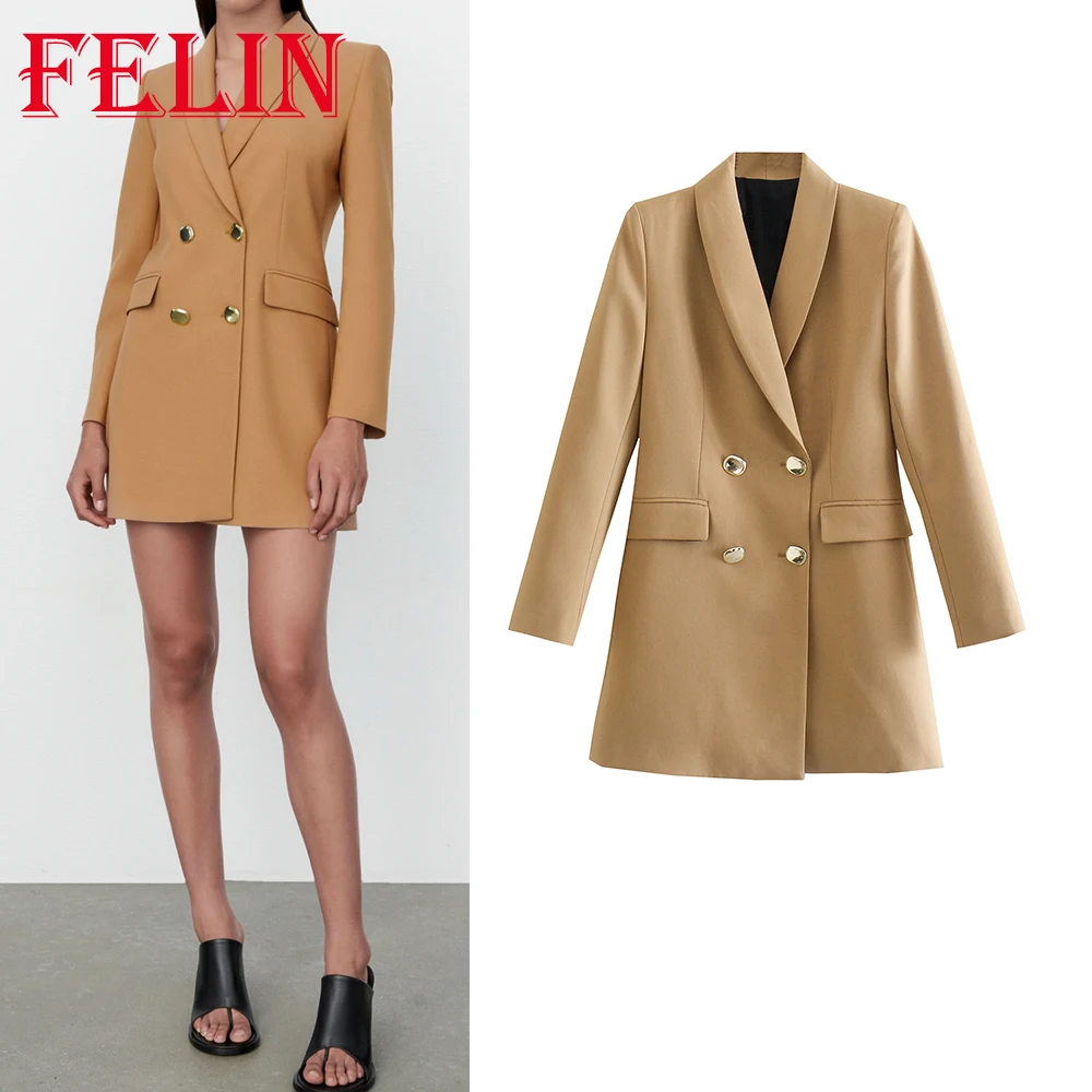 Za 2021 Chic Women Khaki Casul Suit Jacker Fashion Autumn Sense of luxury Blazer Office Lady Elegant Double Breasted Outwear
Za 2021 Chic Women Khaki Casul Suit Jacker Fashion Autumn Sense of luxury Blazer Office Lady Elegant Double Breasted Outwear