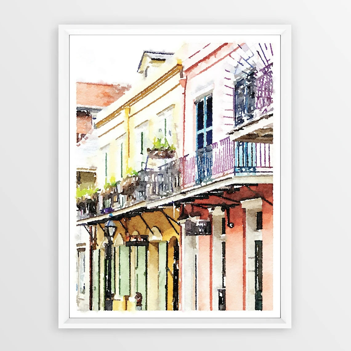 French Quarter New Orleans Buildings, Louisiana Architecture Wall Art Print Watercolor Street Printable Decor Art Poster
French Quarter New Orleans Buildings, Louisiana Architecture Wall Art Print Watercolor Street Printable Decor Art Poster