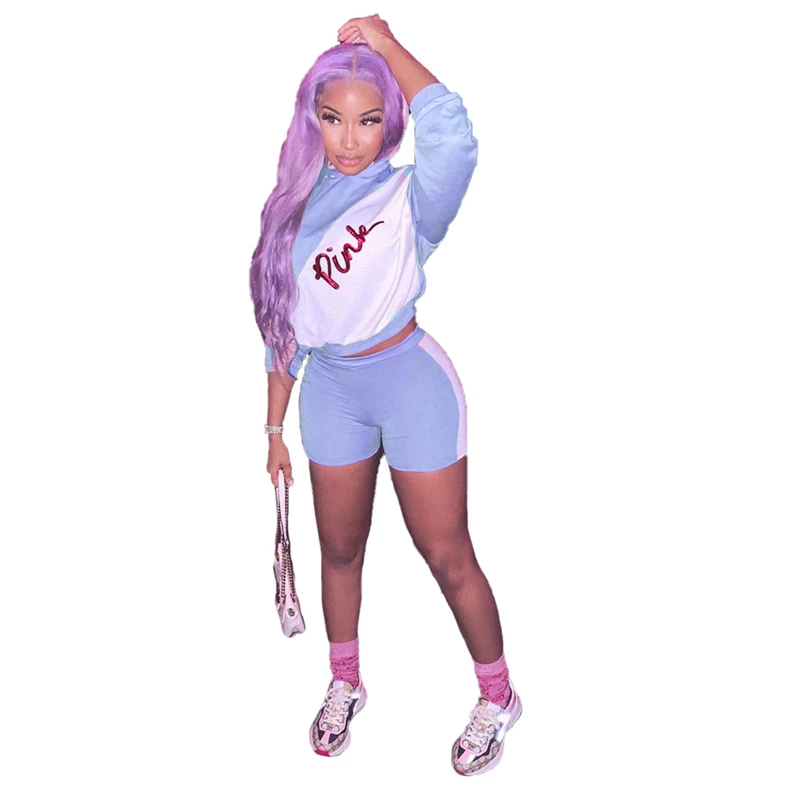 2 Pcs Women Color Block Outfits, Adults Casual Style Long Sleeve Sequin Letter Hoodie + Shorts
2 Pcs Women Color Block Outfits, Adults Casual Style Long Sleeve Sequin Letter Hoodie + Shorts