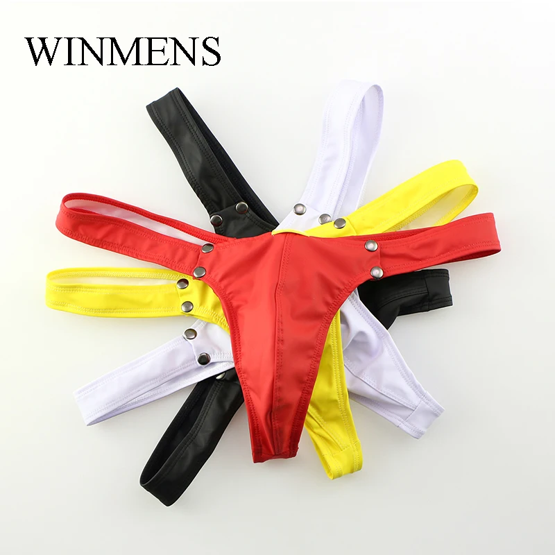 Man Mini Underwear Candy Colors PU Leather Rivtes Gay Sexy T-back Thongs Panties Men's Funny Seamless Pouch Jockstraps/G Strings
Man Mini Underwear Candy Colors PU Leather Rivtes Gay Sexy T-back Thongs Panties Men's Funny Seamless Pouch Jockstraps/G Strings