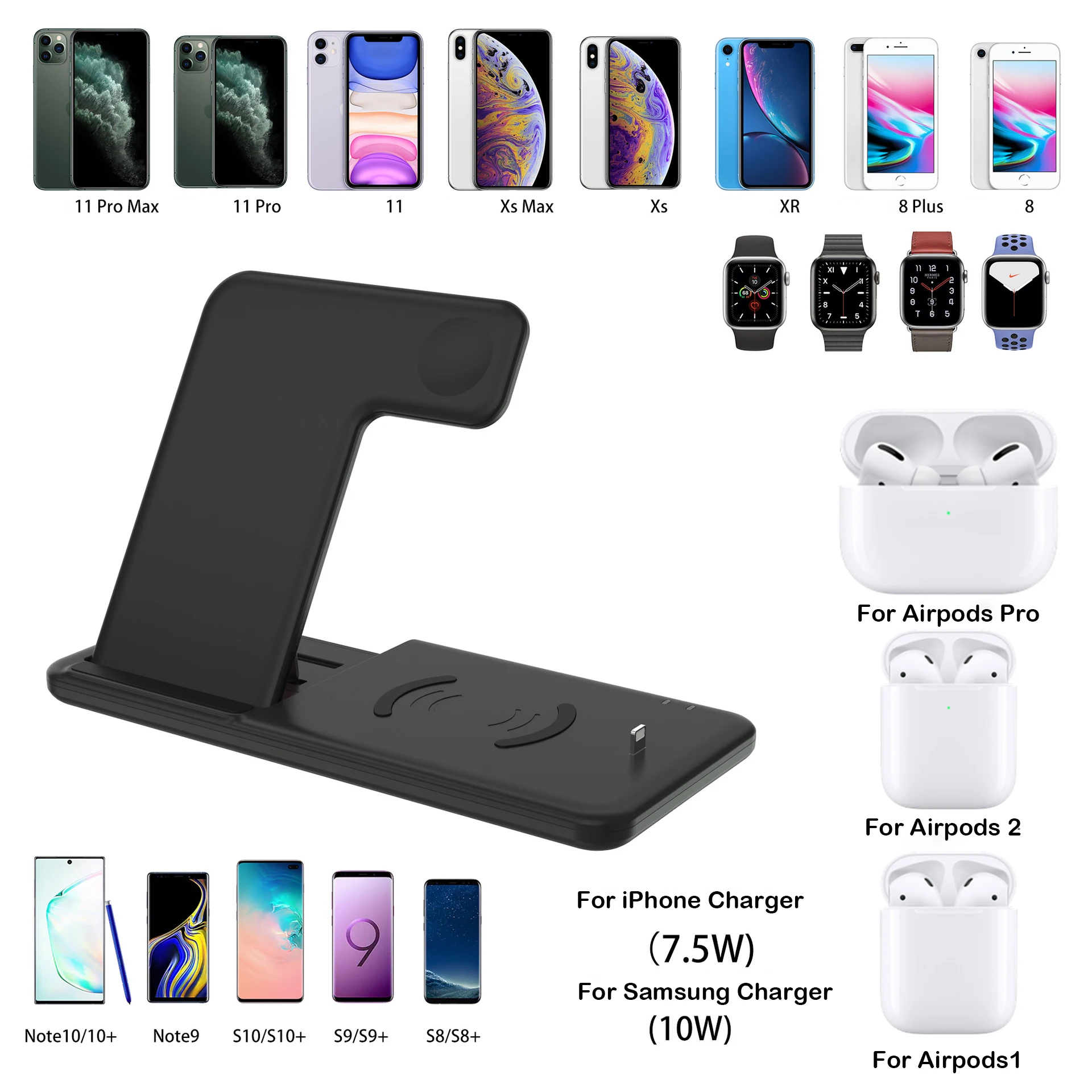 4in1 Qi Wireless Charger For iPhone 12 Pro MAX XS Charger Dock Pad For Apple Watch Airpods Pro 15W Wireless Charge For Samsung
4in1 Qi Wireless Charger For iPhone 12 Pro MAX XS Charger Dock Pad For Apple Watch Airpods Pro 15W Wireless Charge For Samsung