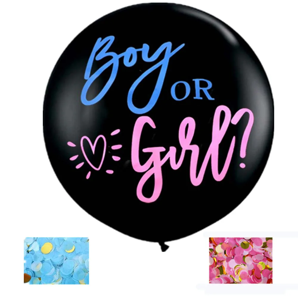 Gender Reveal Balloons 36 inch Giant Black Latex Balloons with Pink and Blue Confetti for Boy or Girl Baby Shower Party Supplies
Gender Reveal Balloons 36 inch Giant Black Latex Balloons with Pink and Blue Confetti for Boy or Girl Baby Shower Party Supplies