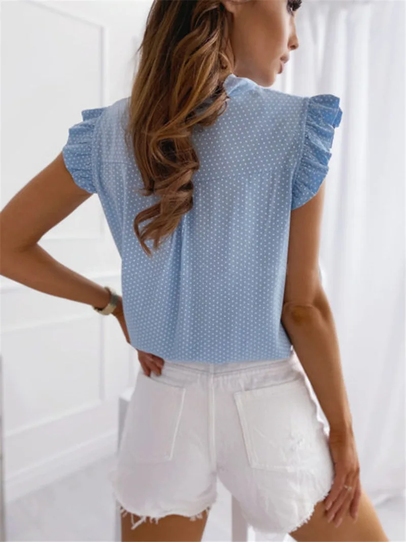 Blouses Short Sleeves Shirt Summer Bow Lace Up Polka Dot Female Ruffle Pullover Vintage Blusa Muyogrt shirts womens sexy tops
Blouses Short Sleeves Shirt Summer Bow Lace Up Polka Dot Female Ruffle Pullover Vintage Blusa Muyogrt shirts womens sexy tops