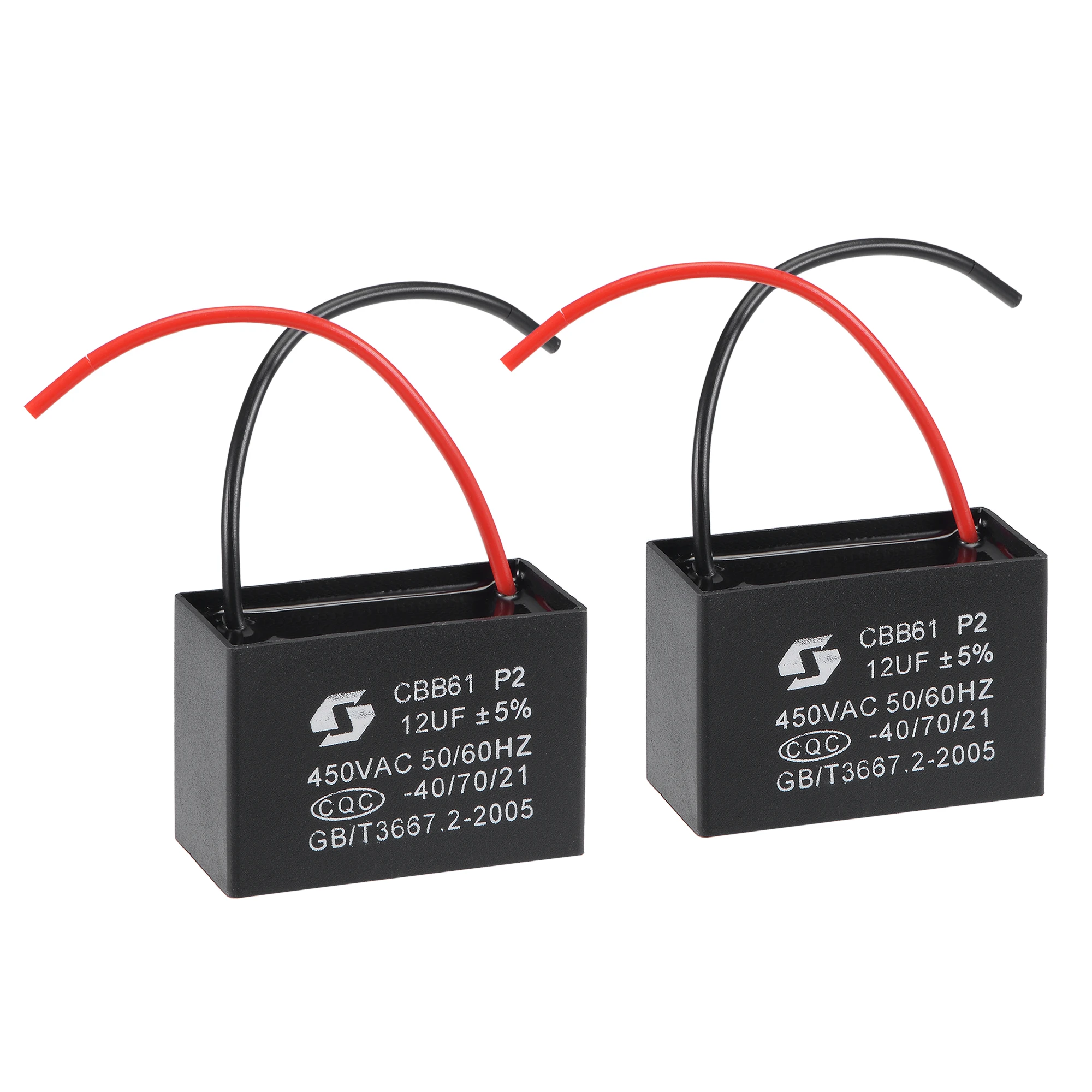Uxcell Ceiling Fan Capacitor CBB61 12uF 450V AC 2 Wires Metallized Polypropylene Film Capacitor 51x35x25mm for Electric 2Pcs
Uxcell Ceiling Fan Capacitor CBB61 12uF 450V AC 2 Wires Metallized Polypropylene Film Capacitor 51x35x25mm for Electric 2Pcs