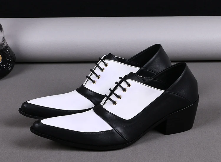 Christia Bella Personalized Fashion Man Black and White Real Leather Splicing Oxford Shoes Party Dress Men Heighten Brogue Shoes
Christia Bella Personalized Fashion Man Black and White Real Leather Splicing Oxford Shoes Party Dress Men Heighten Brogue Shoes