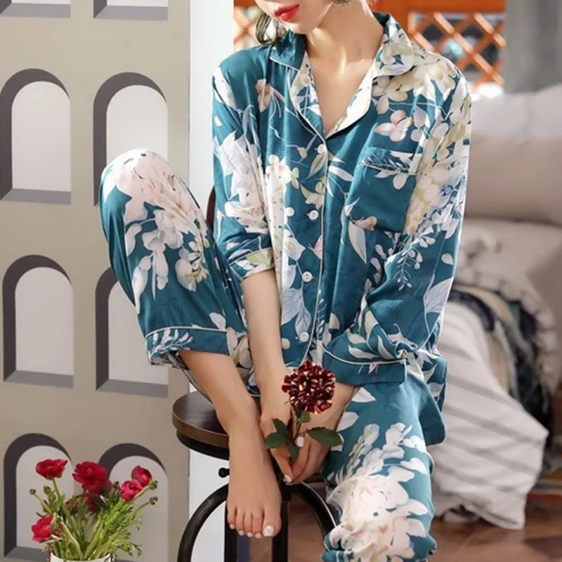 Women's Sleepwear Cotton Pajamas Sets Long Sleeve Top + Pants Summer Spring Cute 2 Pieces Pyjama Pj Sets Ladies Bathrobe
Women's Sleepwear Cotton Pajamas Sets Long Sleeve Top + Pants Summer Spring Cute 2 Pieces Pyjama Pj Sets Ladies Bathrobe