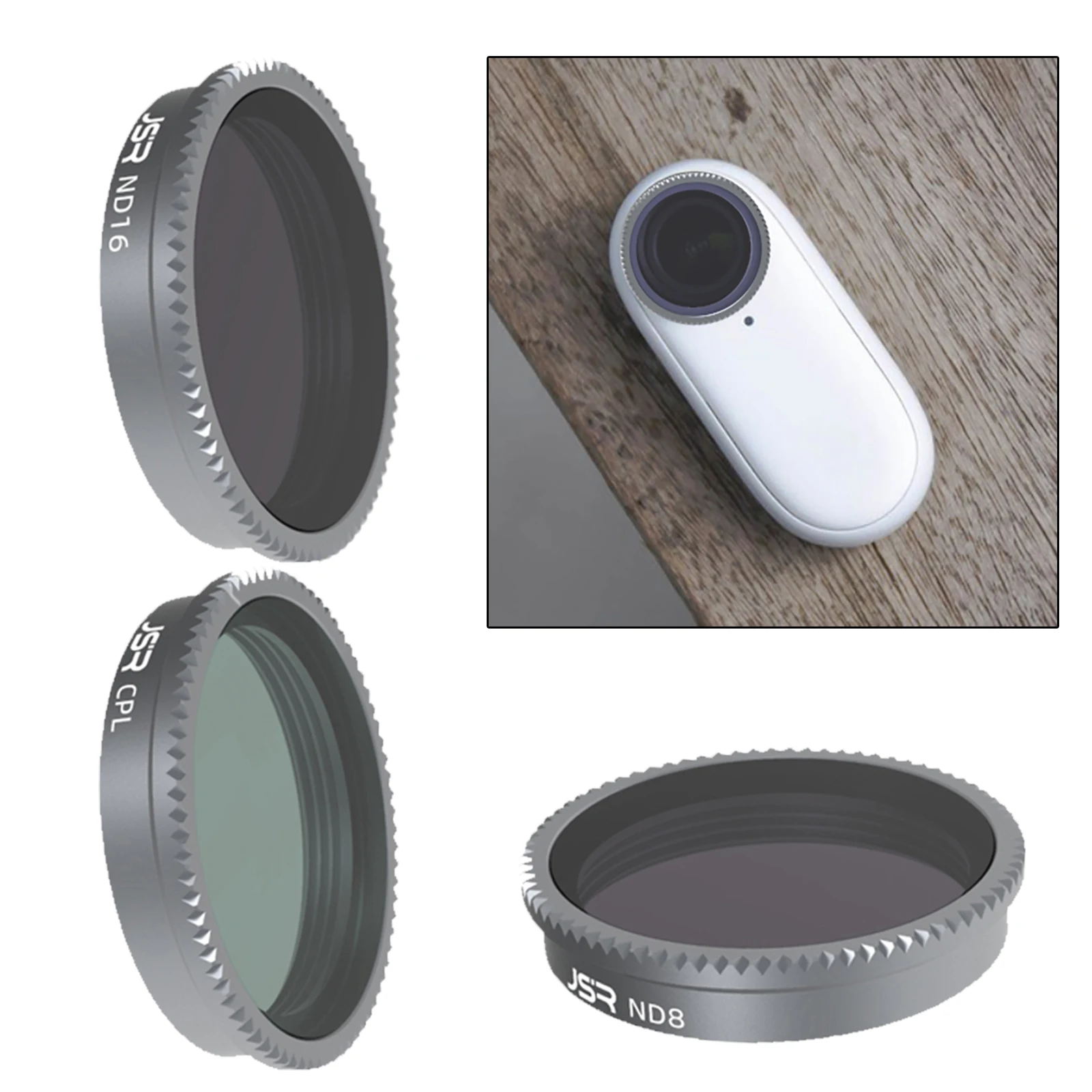 3 Pieces Optical Lens Filters CPL+ND8+ND16 fits for Insta360 GO 2 Camera, Thread Tightening Installation
3 Pieces Optical Lens Filters CPL+ND8+ND16 fits for Insta360 GO 2 Camera, Thread Tightening Installation