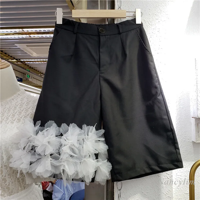 Cropped Pants for Women 2021 Summer New Three-Dimensional Flower Stitching Casual Wide-Leg Suit Trousers Black
Cropped Pants for Women 2021 Summer New Three-Dimensional Flower Stitching Casual Wide-Leg Suit Trousers Black