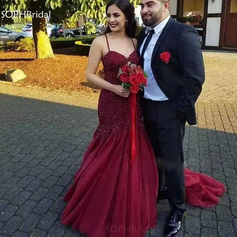 New Arrival Evening Dresses 2021 Spaghetti Straps Lace Applique Beading Mermaid Burgundy Formal Party Gowns Vestidos De Fiesta
New Arrival Evening Dresses 2021 Spaghetti Straps Lace Applique Beading Mermaid Burgundy Formal Party Gowns Vestidos De Fiesta