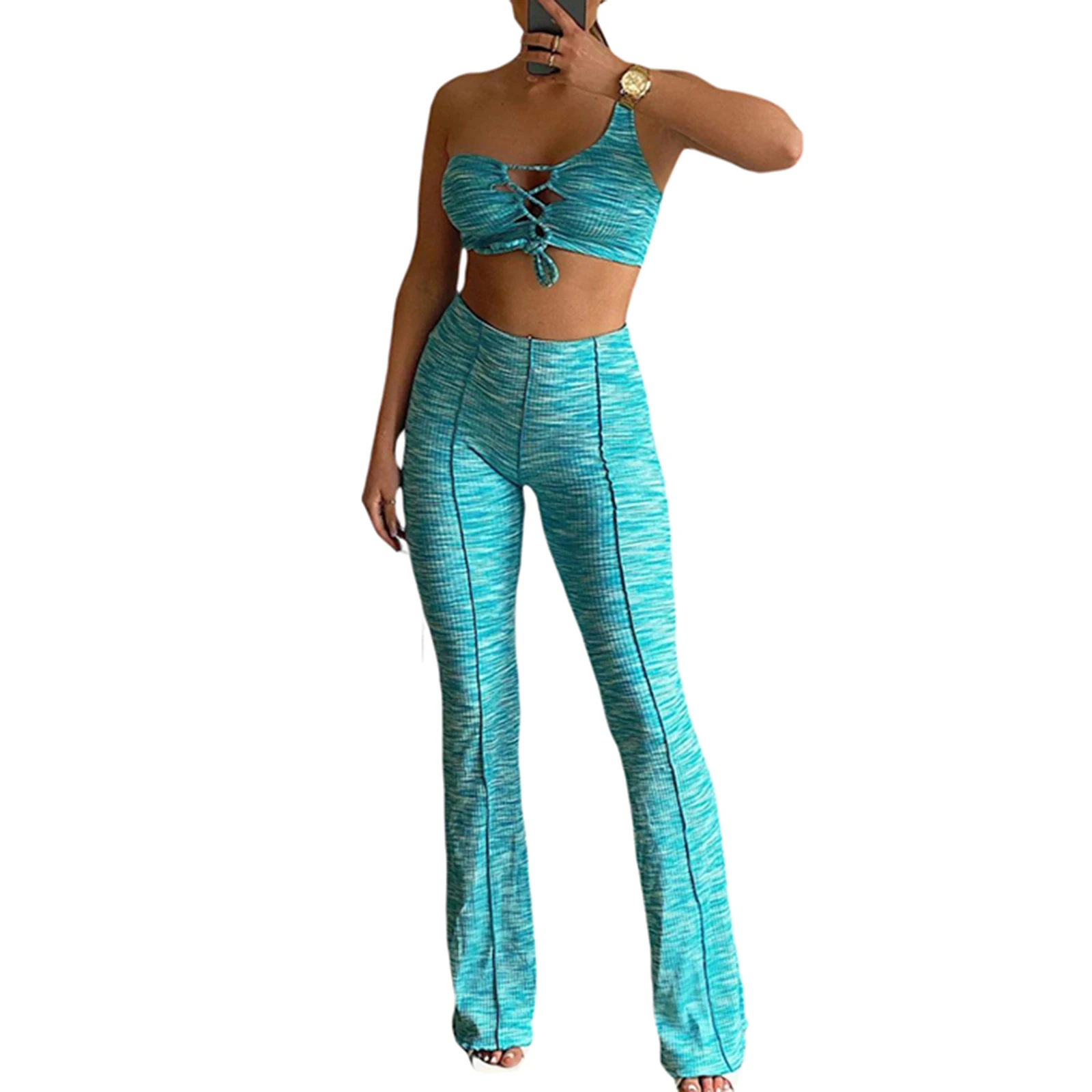 Women Sexy Two-piece Clothes Set Outfits Summer Hollow Out Crop Tops and High Waist Flared Pants Ladies Tracksuits Streetwear
Women Sexy Two-piece Clothes Set Outfits Summer Hollow Out Crop Tops and High Waist Flared Pants Ladies Tracksuits Streetwear