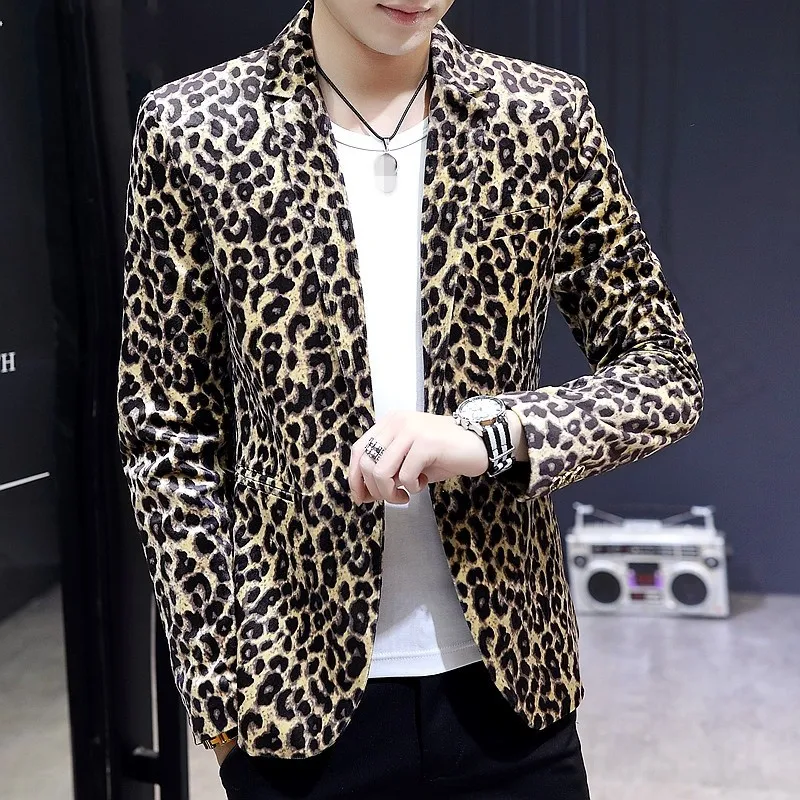 Men Leopard Print Blazer Night Club Casual Single Breasted Suit Jacket High Street Autumn Long Sleeve Slim Fit Male Outerwear
Men Leopard Print Blazer Night Club Casual Single Breasted Suit Jacket High Street Autumn Long Sleeve Slim Fit Male Outerwear