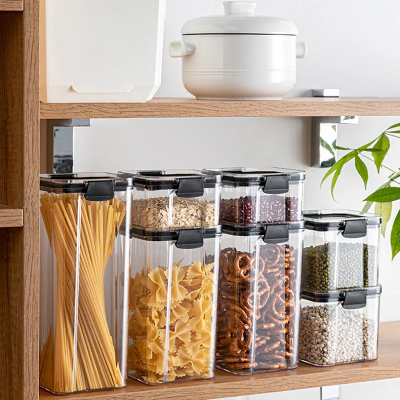 Kitchen Sealed Storage Box Grain Storage Square Nut Snack Storage Tank Moisture-Proof Sealed Cans Transparent Organizers
Kitchen Sealed Storage Box Grain Storage Square Nut Snack Storage Tank Moisture-Proof Sealed Cans Transparent Organizers