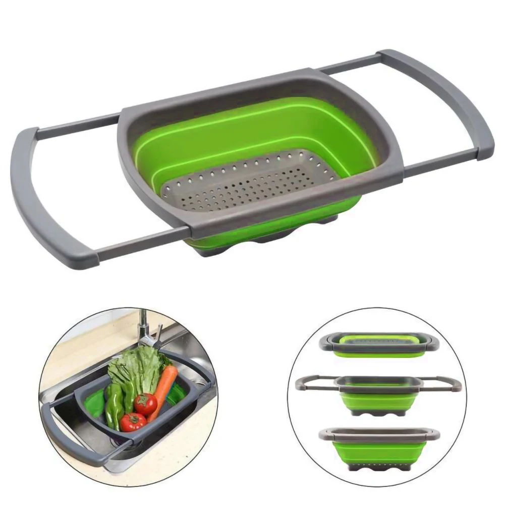 1Pcs Washing Basket Silicone Collapsible Colander With Handle Kitchen Folding Fruit Vegetable Strainer Drain Water Filter Basket
1Pcs Washing Basket Silicone Collapsible Colander With Handle Kitchen Folding Fruit Vegetable Strainer Drain Water Filter Basket