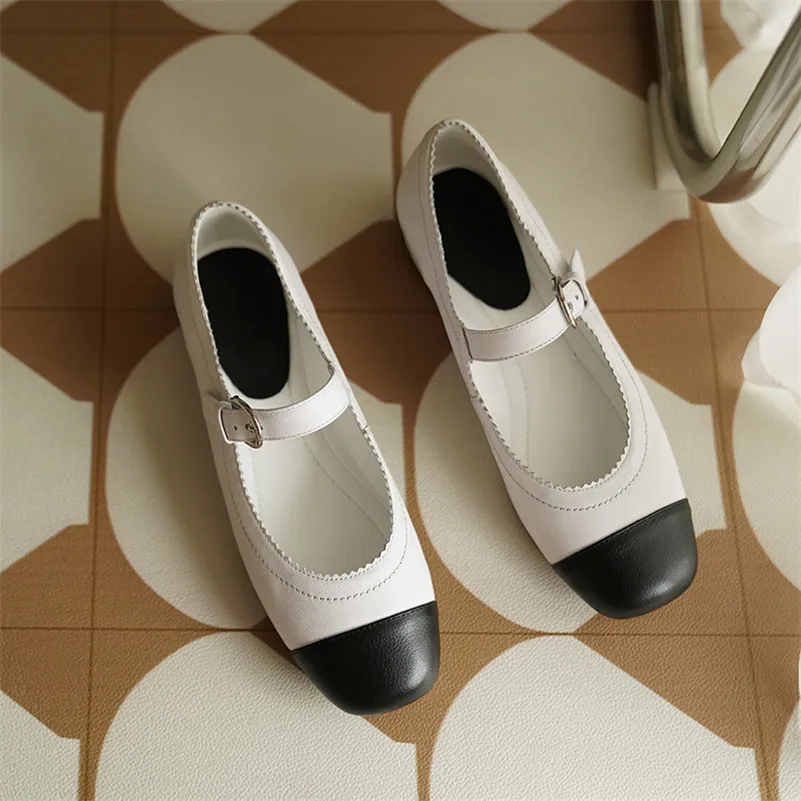 Meotina Mary Janes Shoes Women Natural Genuine Leather Flats Square Toe Flat Shoes Buckle Strap Shallow Female Footwear Beige 40
Meotina Mary Janes Shoes Women Natural Genuine Leather Flats Square Toe Flat Shoes Buckle Strap Shallow Female Footwear Beige 40