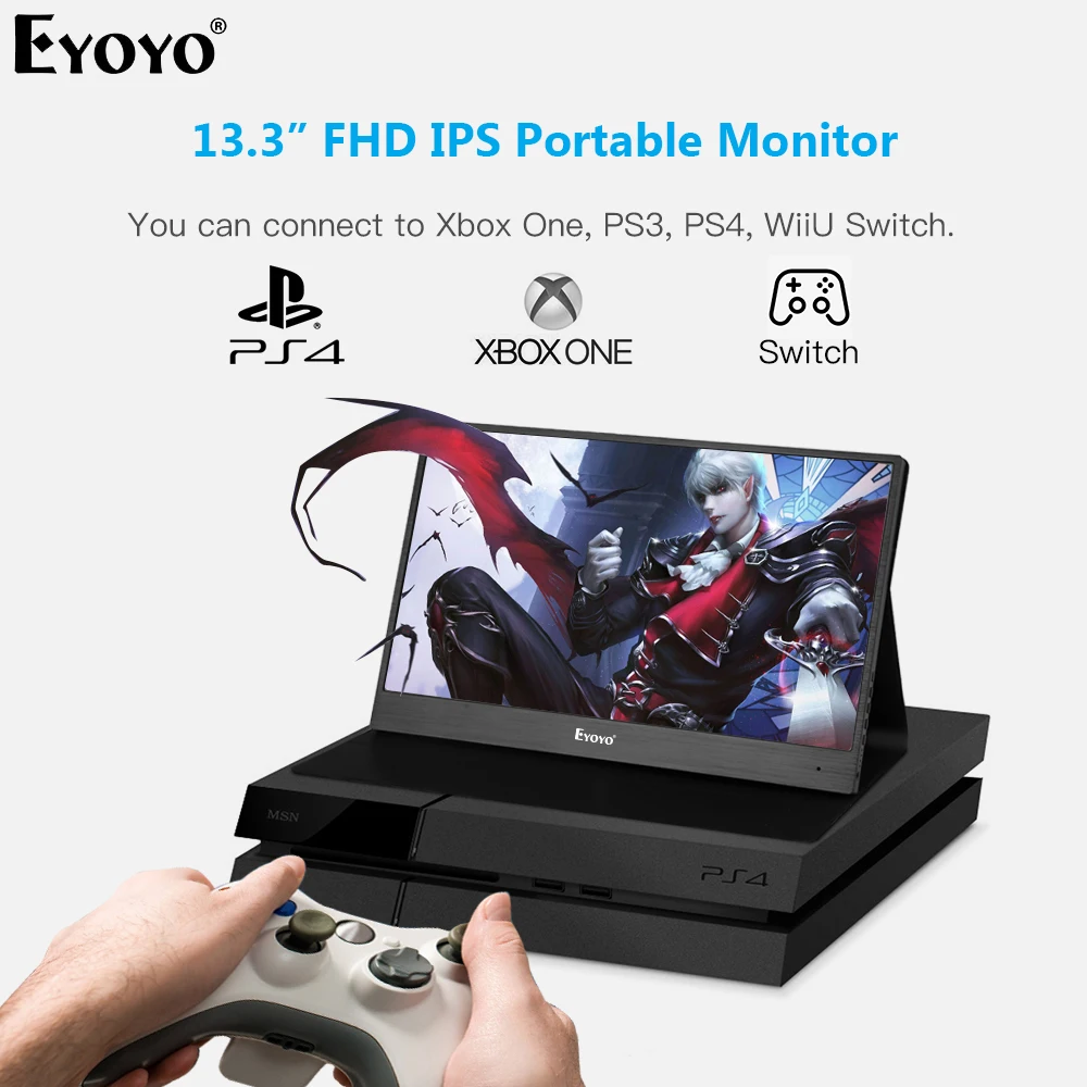 

Портативный игровой монитор Eyoyo EM13X, USB C, IPS ЖК-дисплей 13,3 дюйма, 1920x1080, HDMI, для ноутбука, второй экран дисплея для ПК, телефона, Xbox, Switch, PS4