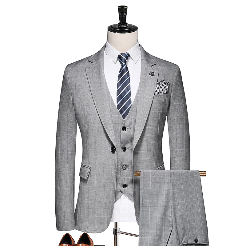 (Jacket + vest + pants)Men Plaid Casual Business Suit High-end Boutique Fashion Groom Wedding Formal Social Suit 3PCS
(Jacket + vest + pants)Men Plaid Casual Business Suit High-end Boutique Fashion Groom Wedding Formal Social Suit 3PCS