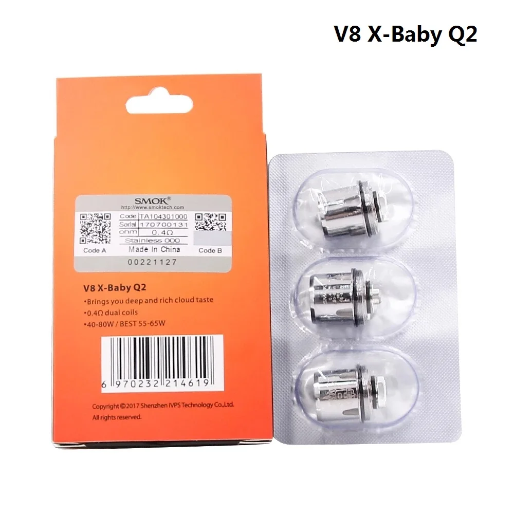 Оригинальная электронная сигарета SMOK TFV8 X-BABY RBA Dual Core DIY Ом подходит для 4 мл |