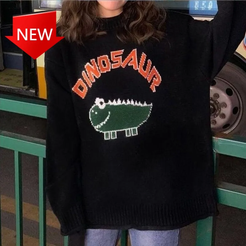 Vintage O-neck Winter Pullover Long Sleeve Loose Knitted Oversize Sweater Warm Tops Dinosaur Sweater Women Harajuku
Vintage O-neck Winter Pullover Long Sleeve Loose Knitted Oversize Sweater Warm Tops Dinosaur Sweater Women Harajuku