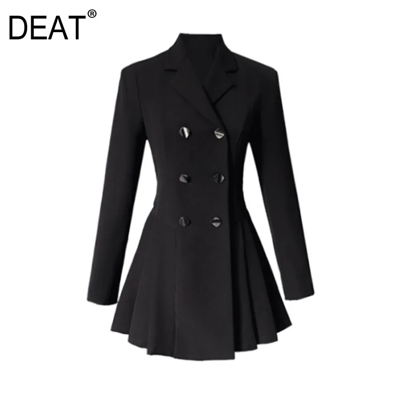 DEAT 2021 new spring fashion women clothes notched collar full sleeves double breasted pleated slim black blazer WP83501L
DEAT 2021 new spring fashion women clothes notched collar full sleeves double breasted pleated slim black blazer WP83501L