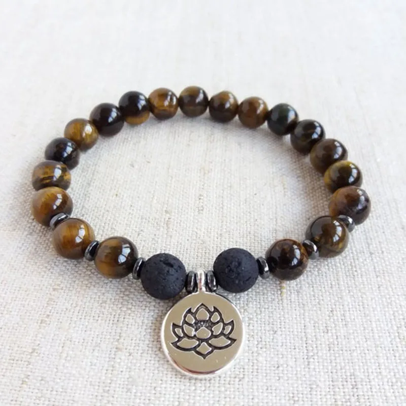 Buddhist Bracelet Spiritual Jewelry 8mm Tiger Eye & Lava Stone Beads Lotus Charm Bracelet Yoga Gift Men
Buddhist Bracelet Spiritual Jewelry 8mm Tiger Eye & Lava Stone Beads Lotus Charm Bracelet Yoga Gift Men