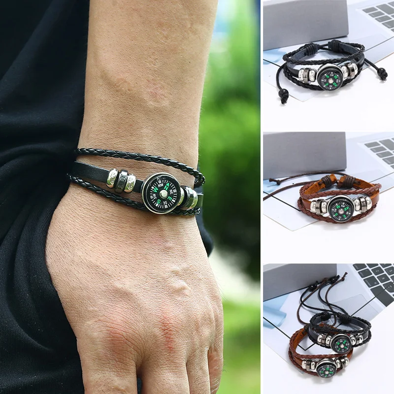 Beaded PU Leather Compass Bracelet Multi-layer Hand Woven Outdoor Portable Compass for Men Women Survival Navigation Tool
Beaded PU Leather Compass Bracelet Multi-layer Hand Woven Outdoor Portable Compass for Men Women Survival Navigation Tool