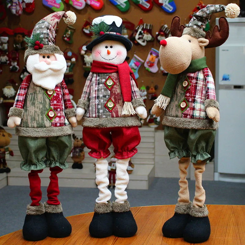 

76cm Christmas Plush Figurine Cute Large Standing Plush Doll with Retractable Legs For Home Office Decoration S55