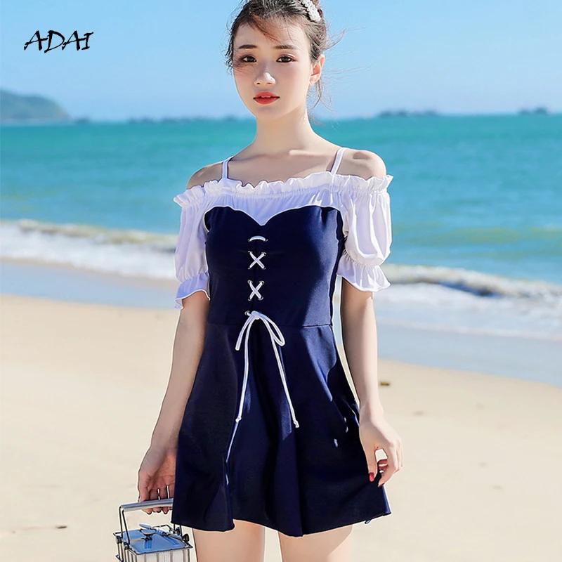 Women's Swimwear 2021 Summer Suit One-piece Swimsuit with Skirt Sleeves Black Patchwork Bikini Swim Wear Bathing Suit Beachwear
Women's Swimwear 2021 Summer Suit One-piece Swimsuit with Skirt Sleeves Black Patchwork Bikini Swim Wear Bathing Suit Beachwear