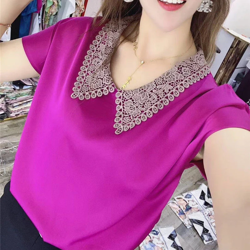 Peter Pan Collar Blusas Tops Lady Casual Short Sleeve Solid Women Spring Summer Style Plus Size Blouses Shirts L-4XL
Peter Pan Collar Blusas Tops Lady Casual Short Sleeve Solid Women Spring Summer Style Plus Size Blouses Shirts L-4XL