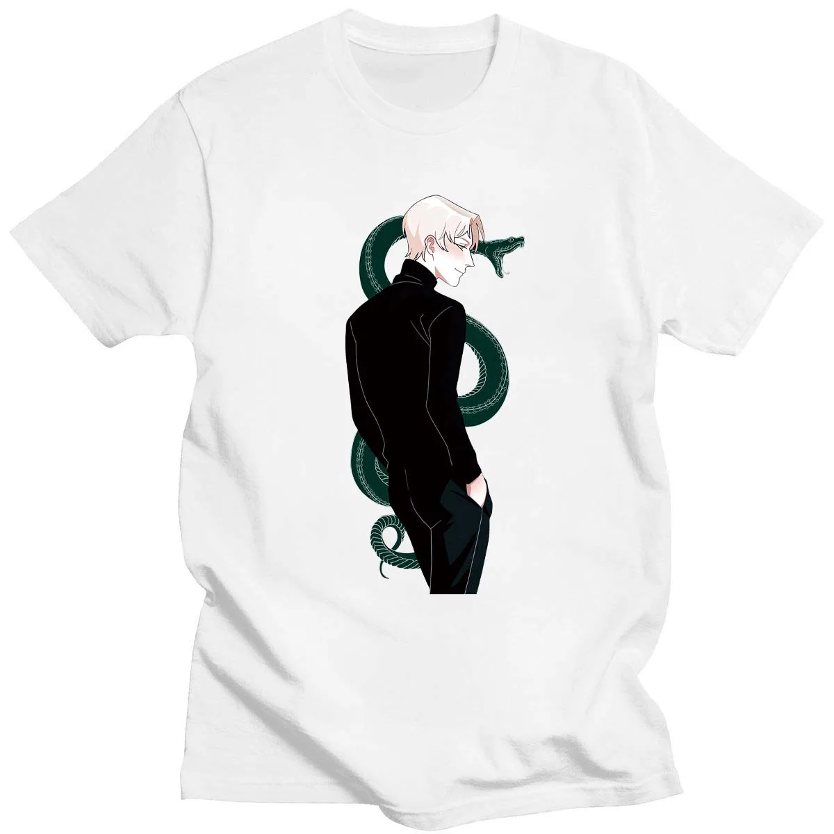 Artwork Print Tee Print Draco Malfoy with Green Snake Men T Shirts Women Black T Shirt Basic Casual Daily Short Sleeve Top Tees
Artwork Print Tee Print Draco Malfoy with Green Snake Men T Shirts Women Black T Shirt Basic Casual Daily Short Sleeve Top Tees