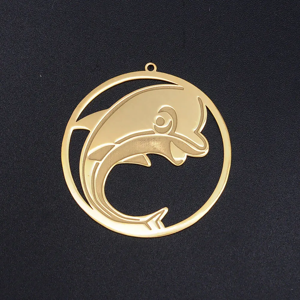 Dolphin In Round Tag 42*40mm Stainless Steel Jewelry Making Accessory DIY Gilded Animal Pendant.15pcs
Dolphin In Round Tag 42*40mm Stainless Steel Jewelry Making Accessory DIY Gilded Animal Pendant.15pcs