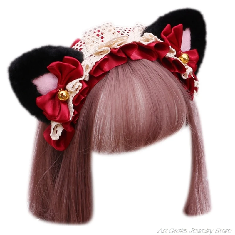 Anime Lolita Cosplay Animal Headband Cute Plush Cat Ears Ruffled Lace Ribbon Bowknot Bell Hair Hoop Masquerade Headpiece M19 21
Anime Lolita Cosplay Animal Headband Cute Plush Cat Ears Ruffled Lace Ribbon Bowknot Bell Hair Hoop Masquerade Headpiece M19 21
