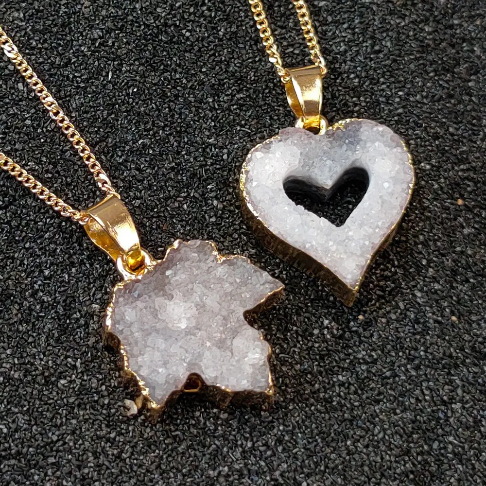Love Heart Maple Leaf Shape Natural White Crystal Cluster Gilt Gold Tone Wrapped Pendant with Gold Chain Couple Gifts
Love Heart Maple Leaf Shape Natural White Crystal Cluster Gilt Gold Tone Wrapped Pendant with Gold Chain Couple Gifts