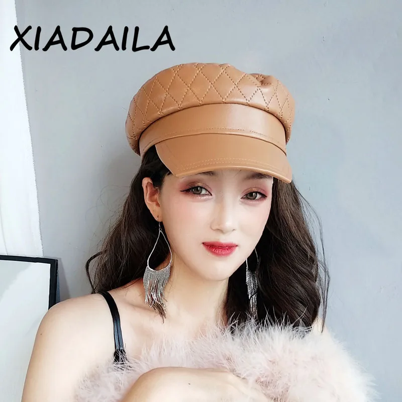 Street fashion PU leather octagonal cap women autumn winter retro personality square brim flat top military cap versatile cap
Street fashion PU leather octagonal cap women autumn winter retro personality square brim flat top military cap versatile cap
