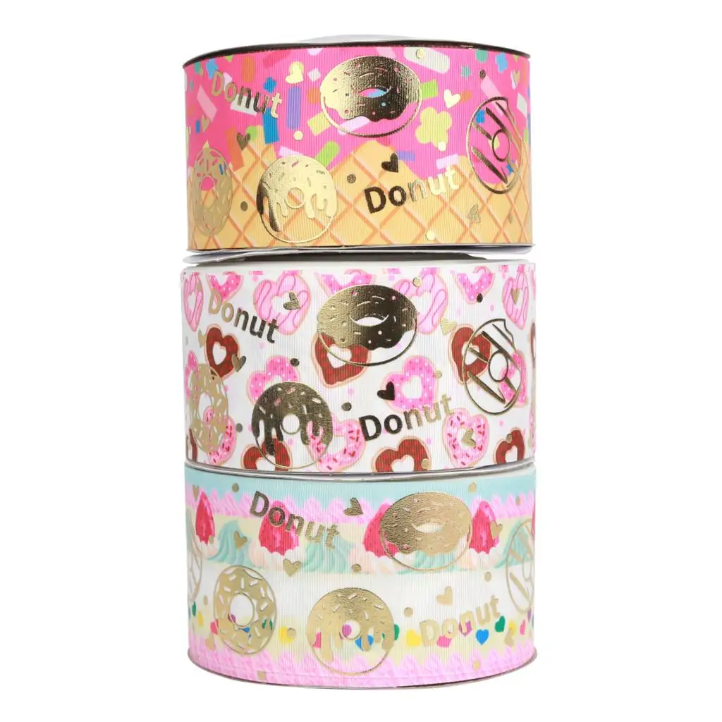 3 Inch 75mm Foil Donut Printed Solid Grosgrain Ribbon DIY Gift Bow Headband Making 50 Yards/Roll
3 Inch 75mm Foil Donut Printed Solid Grosgrain Ribbon DIY Gift Bow Headband Making 50 Yards/Roll