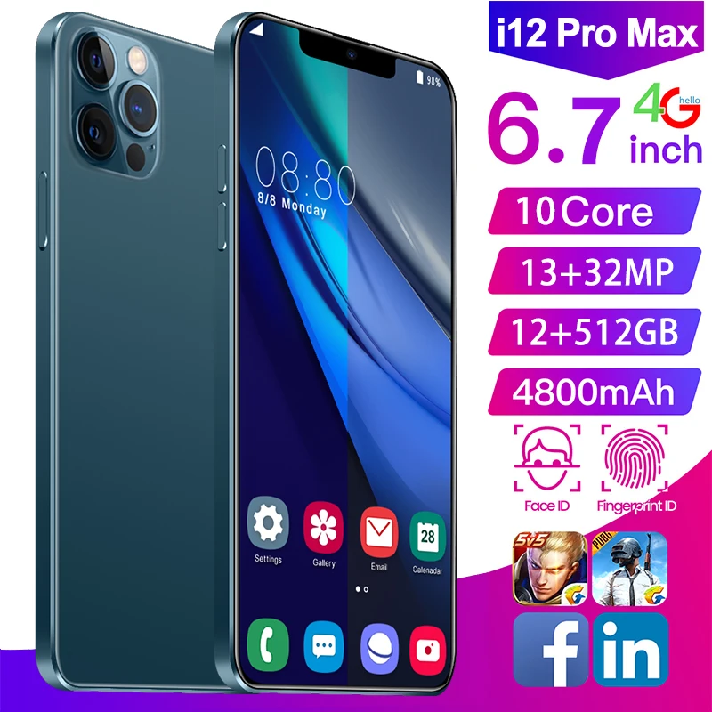 Global Version i12ProMax 4G Smartphones 12GB +512GB Mobile Phone 6800mAh battery 6.7inch HDAndroid10.0 Type-C plug 5G CellPhone
Global Version i12ProMax 4G Smartphones 12GB +512GB Mobile Phone 6800mAh battery 6.7inch HDAndroid10.0 Type-C plug 5G CellPhone