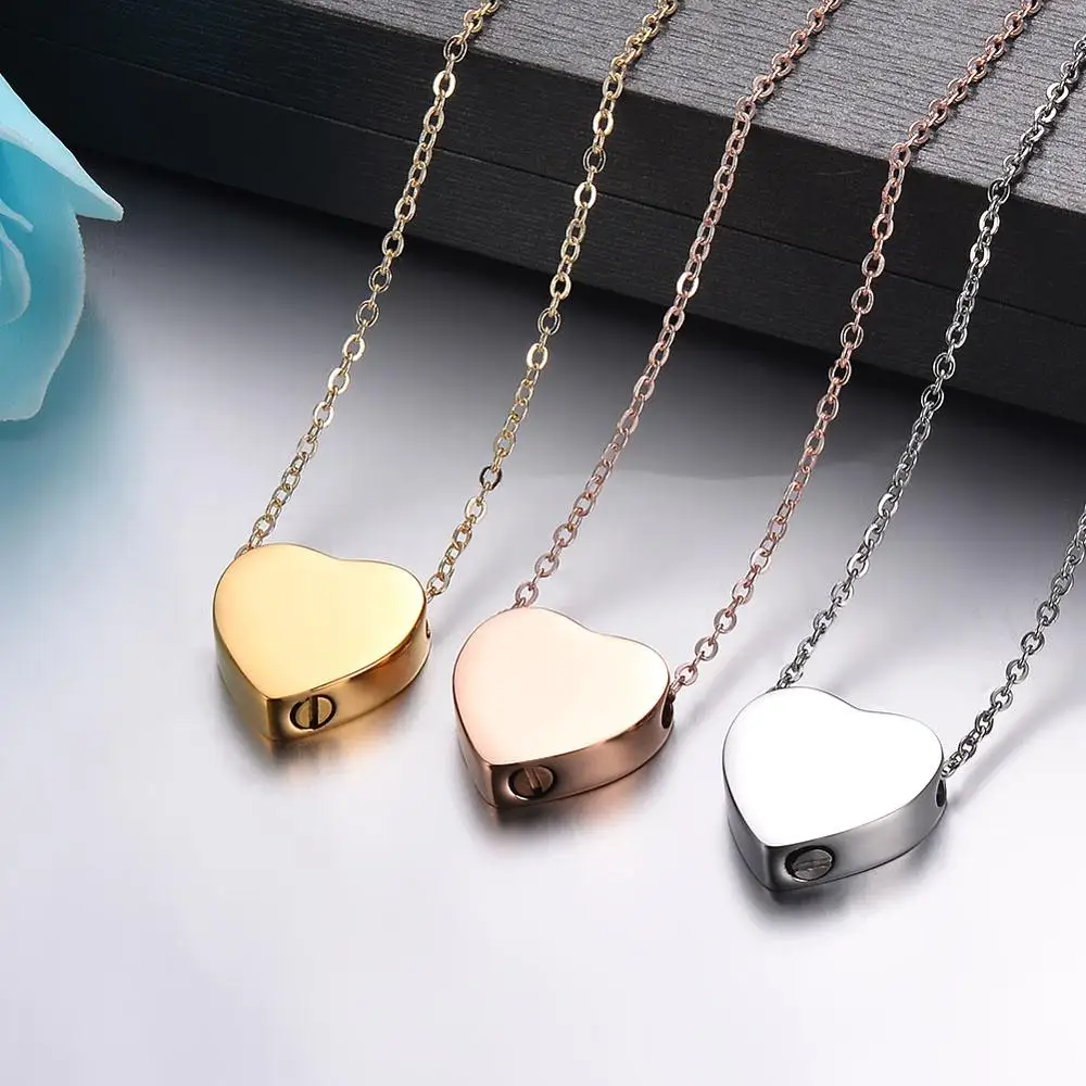 Heart Shaped Memorial Urns Necklace Human/ Pet Ash Casket Cremation Pendant 3 Colors Stainless Steel Jewelry Can Open 
Heart Shaped Memorial Urns Necklace Human/ Pet Ash Casket Cremation Pendant 3 Colors Stainless Steel Jewelry Can Open