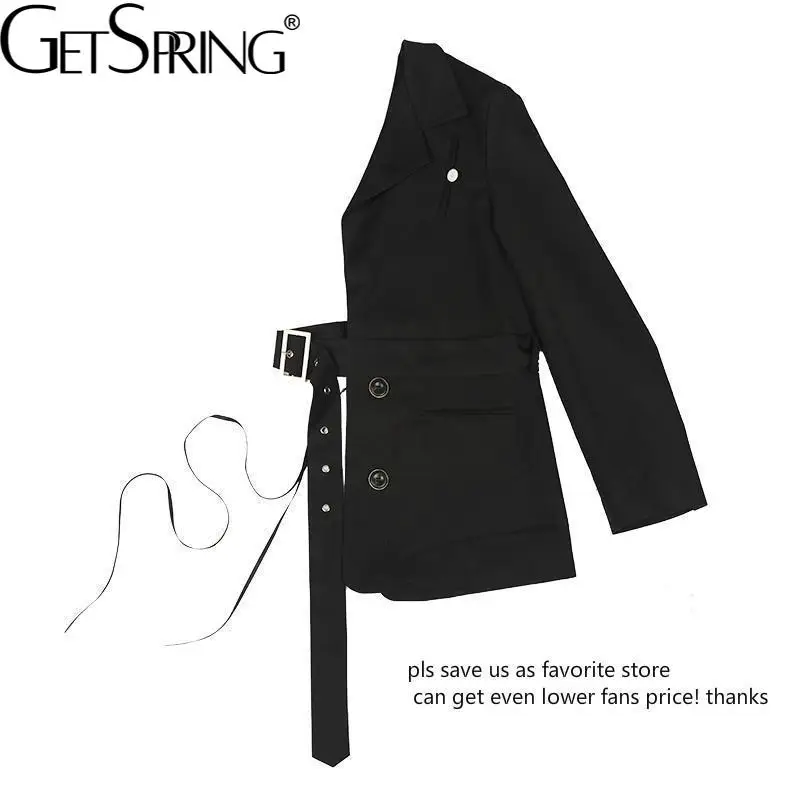 GetSpring Women Blazer Black Half Jackets Special Waist Belt Designer Blazer Irregular Women Suit Coat Long Sleeve Personality
GetSpring Women Blazer Black Half Jackets Special Waist Belt Designer Blazer Irregular Women Suit Coat Long Sleeve Personality