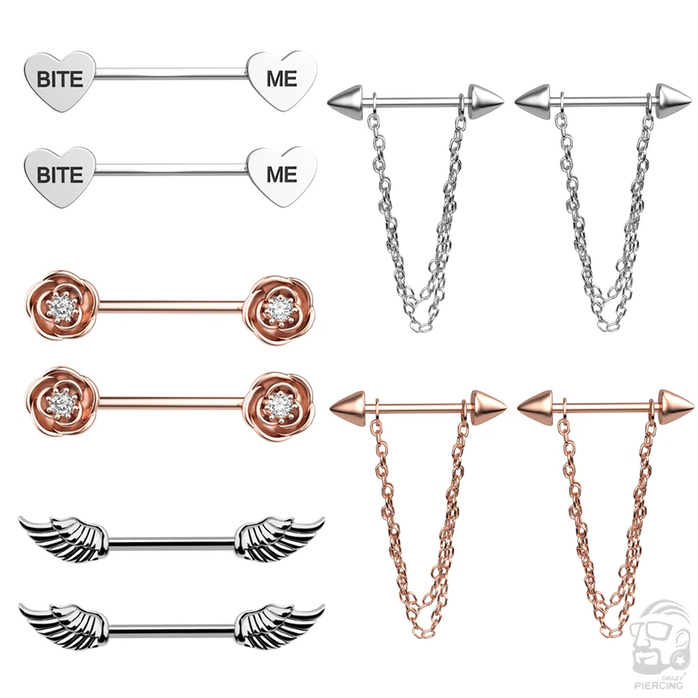 2PCS Titanium Steel CZ Nipple Rings Tongue Barbells 14G Dangle Nipple Piercings Jewelry Retainer Shield with Chain for Women Men
2PCS Titanium Steel CZ Nipple Rings Tongue Barbells 14G Dangle Nipple Piercings Jewelry Retainer Shield with Chain for Women Men