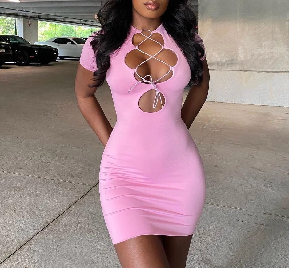Crossed Hollow Out Sexy Mini Dress Women Pink Short Sleeve Sheath Slim Dress Female Summer Solid Sexy Party Bodycon Dresses xxl
Crossed Hollow Out Sexy Mini Dress Women Pink Short Sleeve Sheath Slim Dress Female Summer Solid Sexy Party Bodycon Dresses xxl