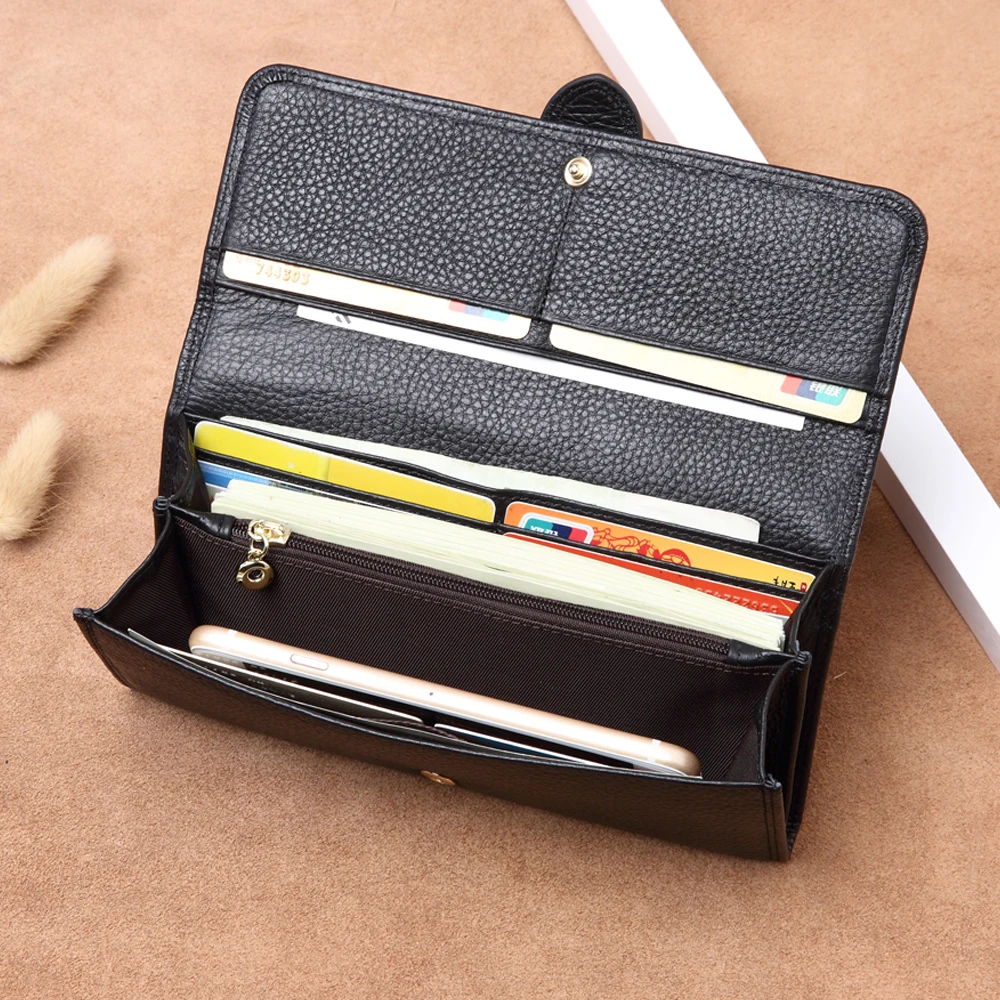 2020 New Bifold Women's Long Real Cowhide Leather Wallet Lady Classic Buckle Decorate Purse Elegant Card Holder Clutches
2020 New Bifold Women's Long Real Cowhide Leather Wallet Lady Classic Buckle Decorate Purse Elegant Card Holder Clutches