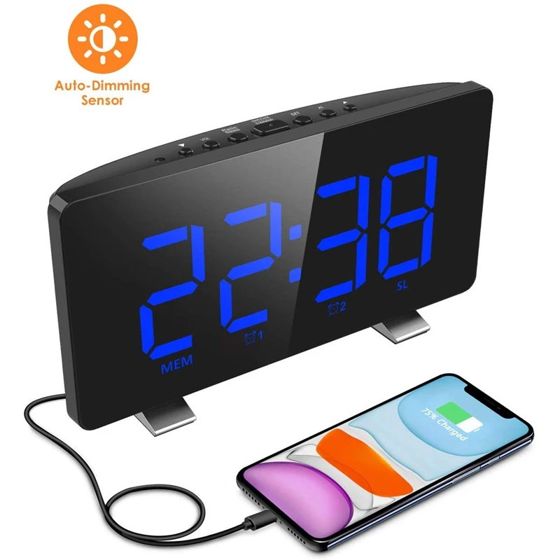 Digital Alarm Clock, Radio Clock Dual Alarm with Charging Port,Adjustable Snooze Time Light Sensor Bedside Alarm Clock
Digital Alarm Clock, Radio Clock Dual Alarm with Charging Port,Adjustable Snooze Time Light Sensor Bedside Alarm Clock