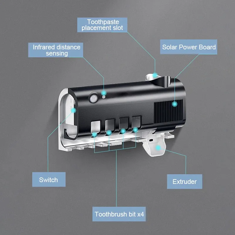 UV Toothbrush Holder Solar Energy Sterilizer Automatic Toothpaste Dispenser Squeezers Storage Box Bathroom Accessories Bao
UV Toothbrush Holder Solar Energy Sterilizer Automatic Toothpaste Dispenser Squeezers Storage Box Bathroom Accessories Bao