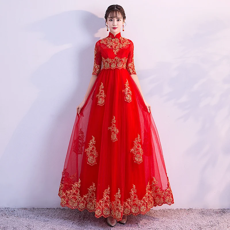 Evening Dress High Neck Half Sleeves Elegant Embroidery Floor-Length A-Line Zipper Back Tulle Plus Size Women Formal Gowns D572 
Evening Dress High Neck Half Sleeves Elegant Embroidery Floor-Length A-Line Zipper Back Tulle Plus Size Women Formal Gowns D572