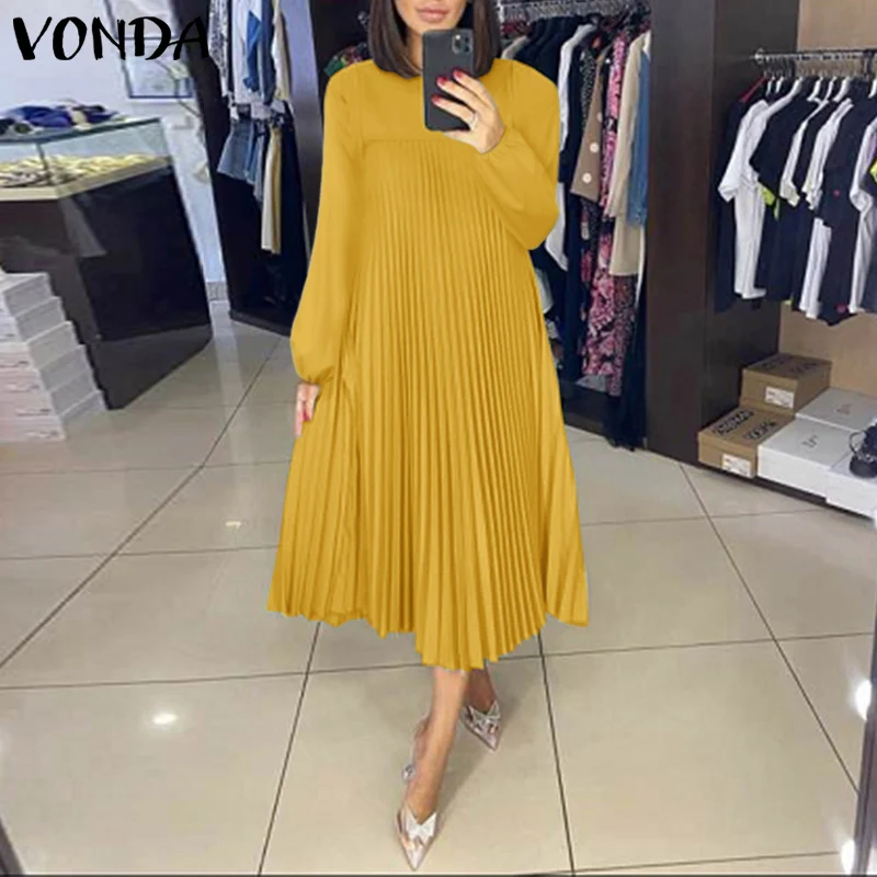 Loose Dress 2022 VONDA Autumn Long Sleeve Solid Color Dresses Women Casual O Neck Beach Sundress Oversized Vestidos Party Robes
Loose Dress 2022 VONDA Autumn Long Sleeve Solid Color Dresses Women Casual O Neck Beach Sundress Oversized Vestidos Party Robes