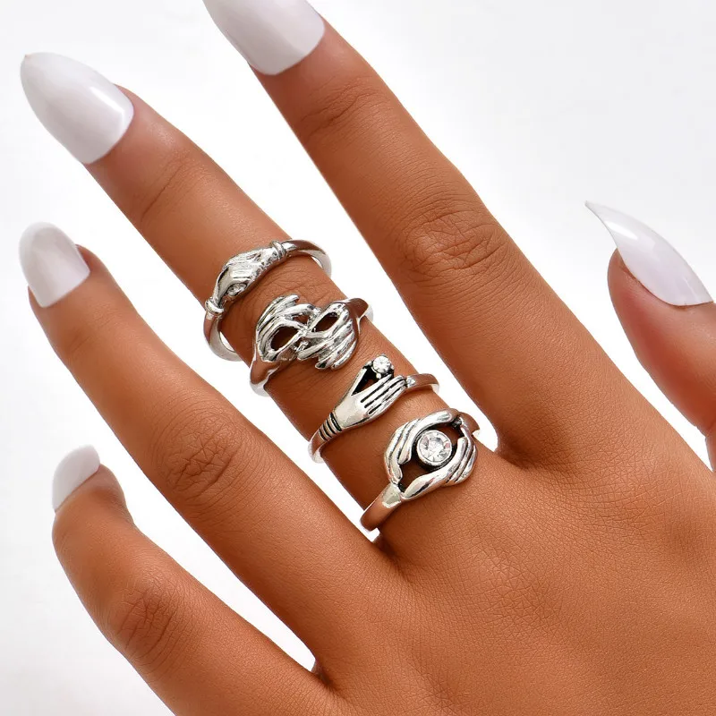 Fashion 4 Pcs/set Simple Silver Rings Set for Women Jewelry Korean Version Joint 
Fashion 4 Pcs/set Simple Silver Rings Set for Women Jewelry Korean Version Joint