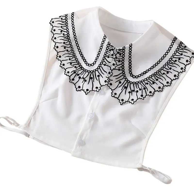 Women Blouse Sweater Decorative Lapel Fake Collar Polka Dot Embroidery Lace Chiffon Detachable Half Shirt Tie Button Apparel
Women Blouse Sweater Decorative Lapel Fake Collar Polka Dot Embroidery Lace Chiffon Detachable Half Shirt Tie Button Apparel