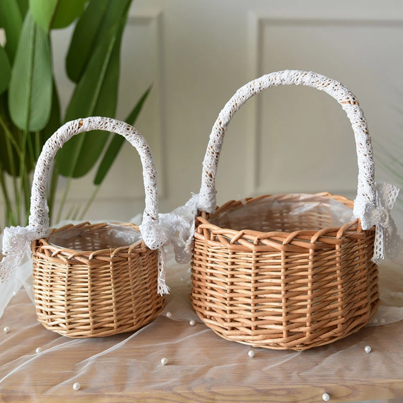 Lace Rattan Flower Basket Wedding Flower Girl Baskets Willow Handwoven with Handle Eggs Candy Basket for Home Garden Decor
Lace Rattan Flower Basket Wedding Flower Girl Baskets Willow Handwoven with Handle Eggs Candy Basket for Home Garden Decor