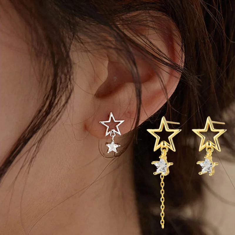 New Women's Trendy Chain Tassel Zircon Star Stud Earring Simple Asymmetry Drop Earrings Piercing Accessories Jewelry Party Gift
New Women's Trendy Chain Tassel Zircon Star Stud Earring Simple Asymmetry Drop Earrings Piercing Accessories Jewelry Party Gift